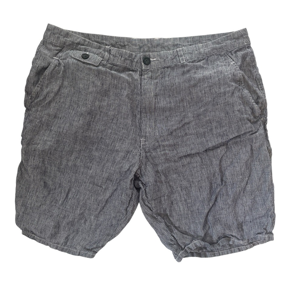 Toscano Men's Size 36 Blue Pinstripe‎ Shorts 100% Linen Chino Pocket Coastal